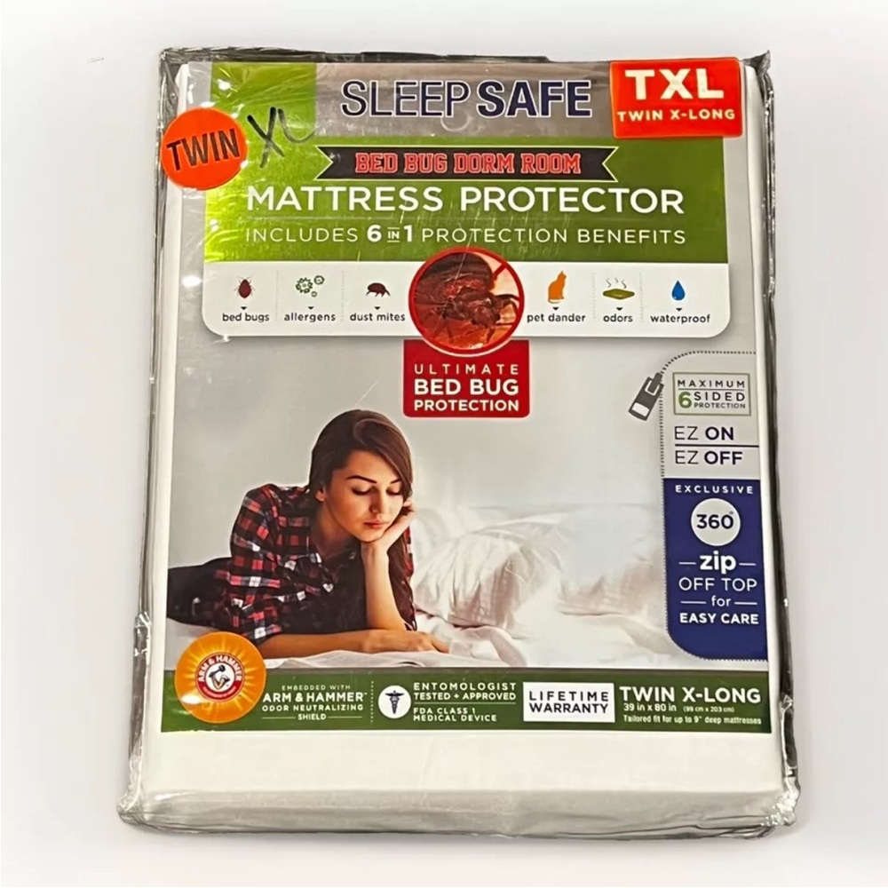 College Dorm Room Twin XL Matress Protector 6-in-1 protection From Bed Bugs